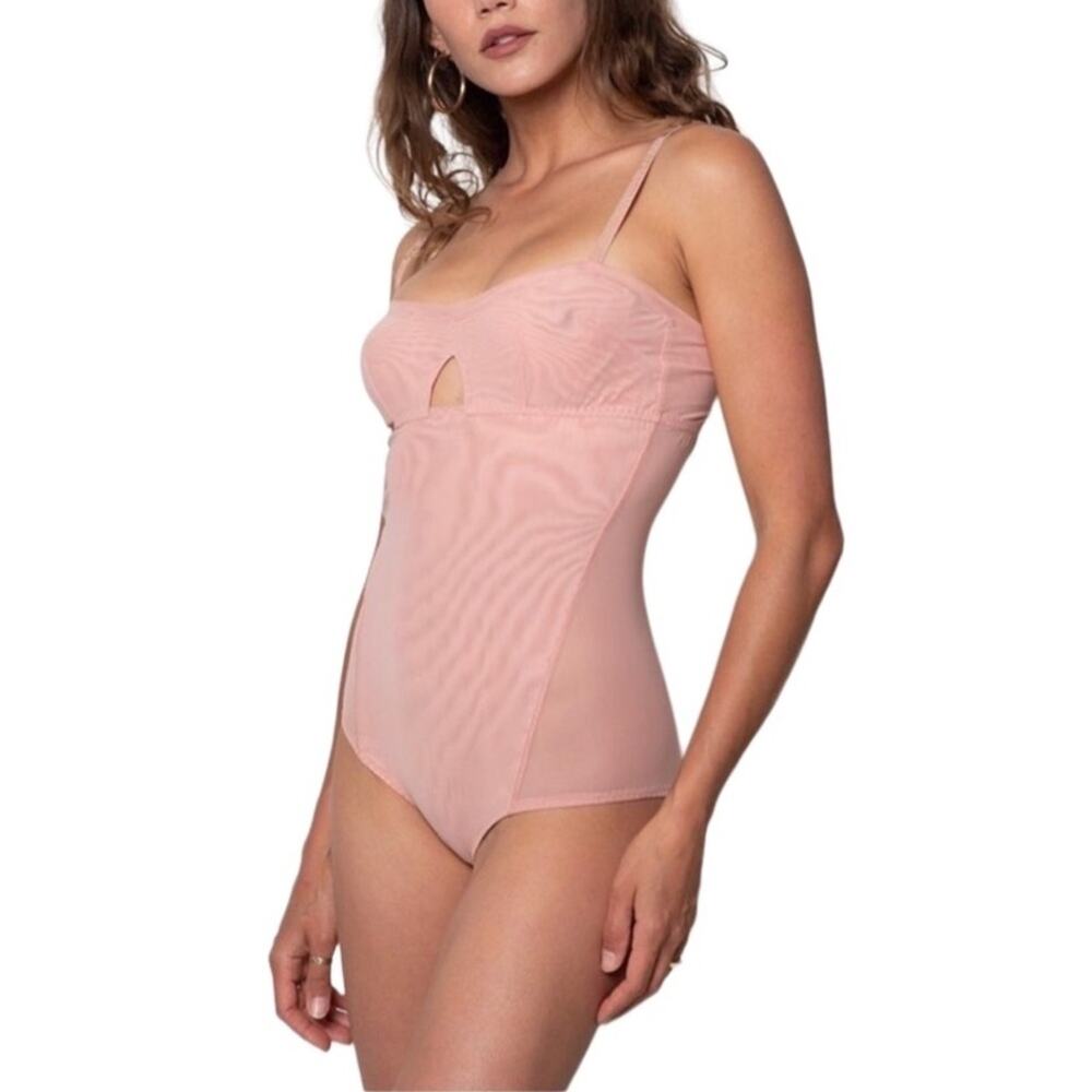 FREE PEOPLE x HAH CutOut Mesh Bodysuit XS Rose Fairy Feminine Boho Coquette NWT
